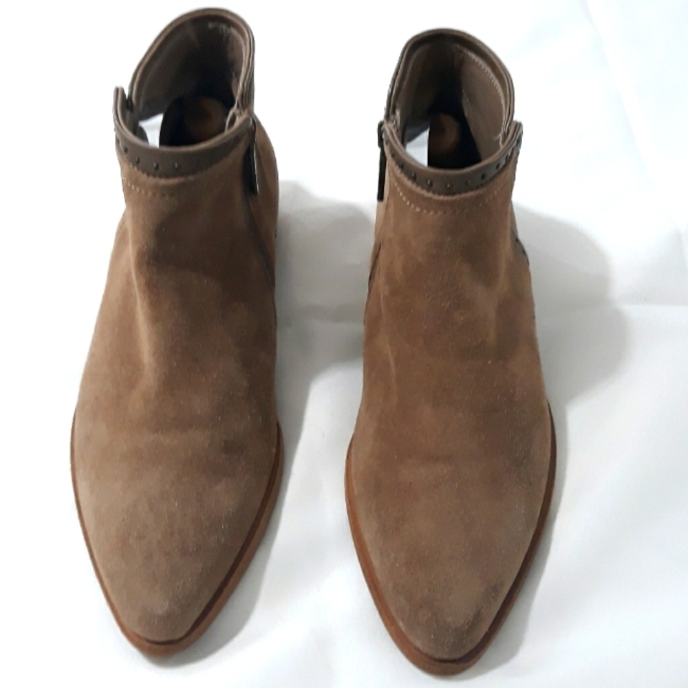 Italeau Handmade in Italy Leather Suede Tan Ankle Zipper Boots Size 36 /6 USA